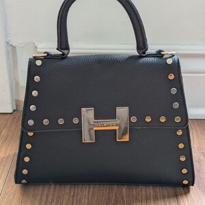 Halston Heritage Black Satchel with Gold Accents